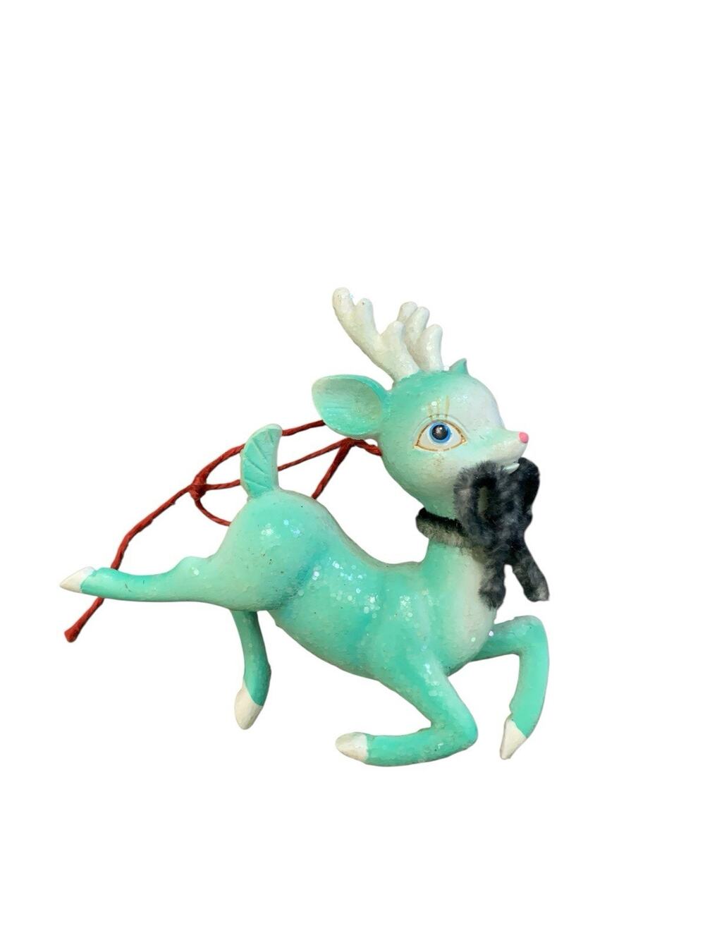 Christmas Decoration Turquoise Aqua Mint Deer Ornament Holiday Vintage Retro